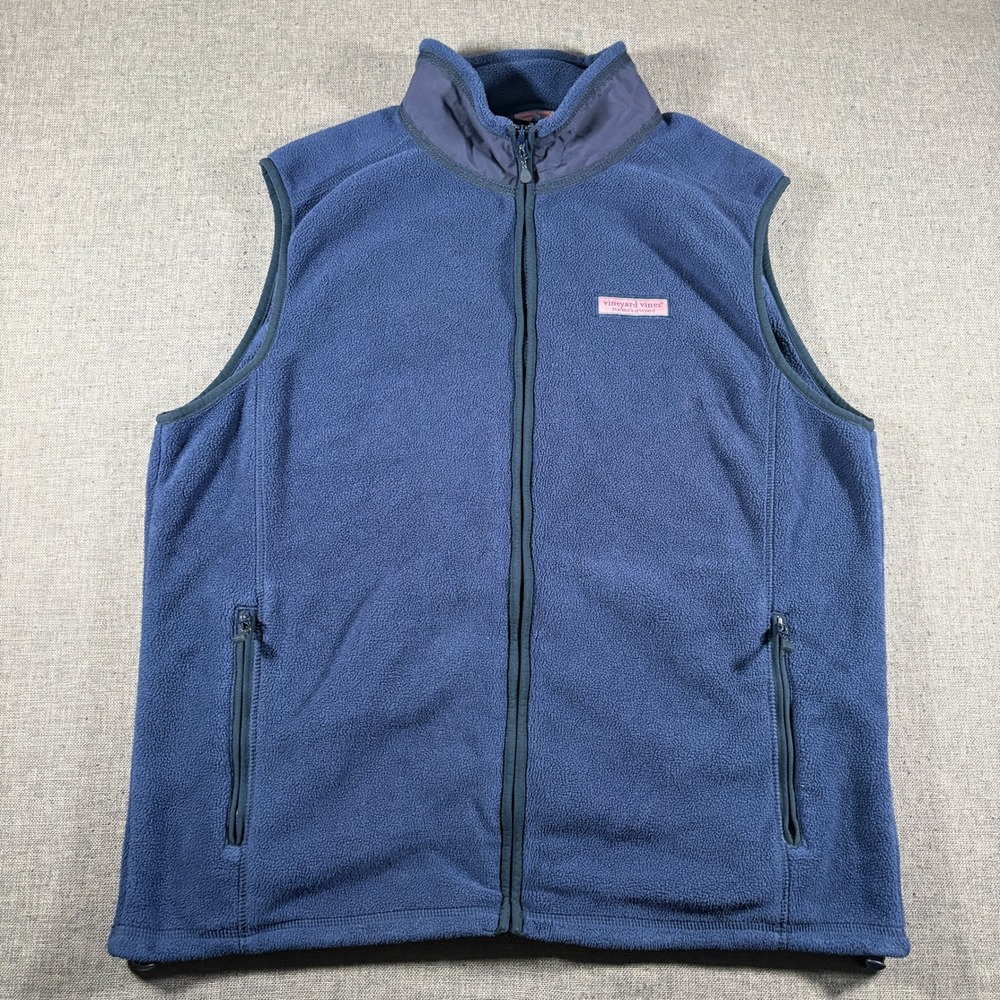 Vineyard Vines Fleece Vest Women Large Blue Full Zip Martha's Vineyard 1O0001